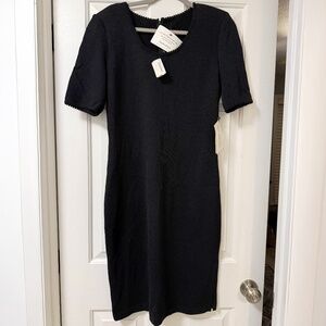 NWT St. John Santana Knit Black Sheath Dress- 8